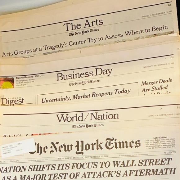 9/17/2001 edition of The New York Times - Picture 2 of 5